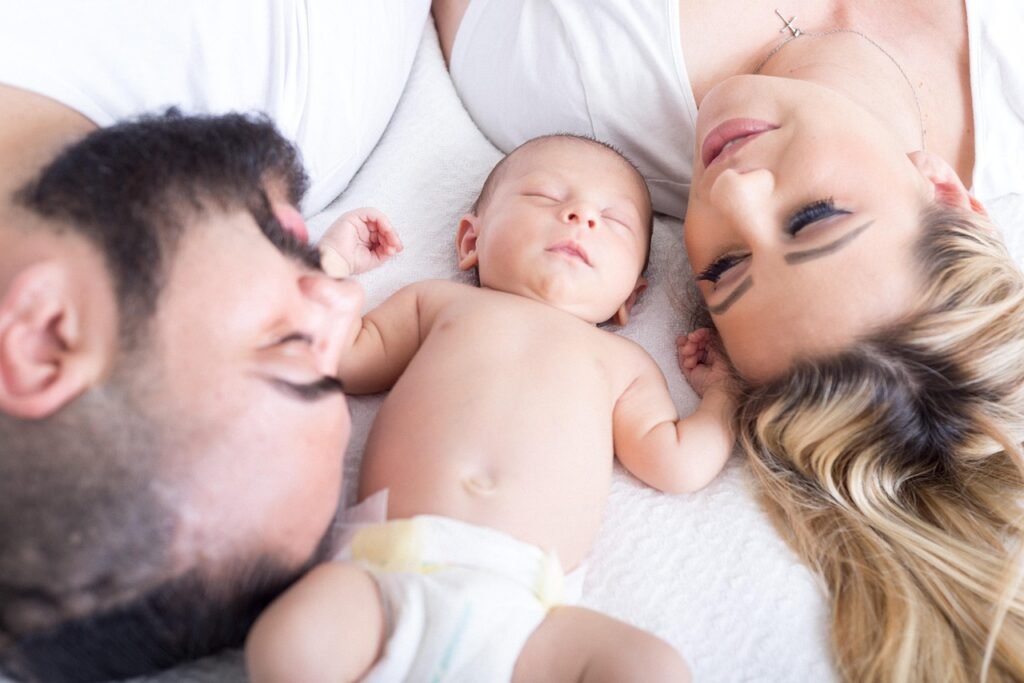 happy familly with baby